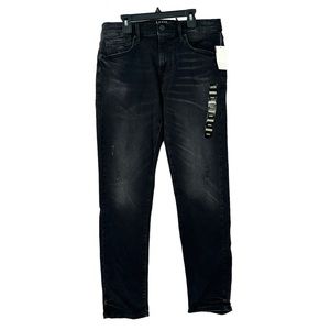 Lazer Men’s Wallace Skinny Fit Distressed Black Denim Jeans Size 32x32